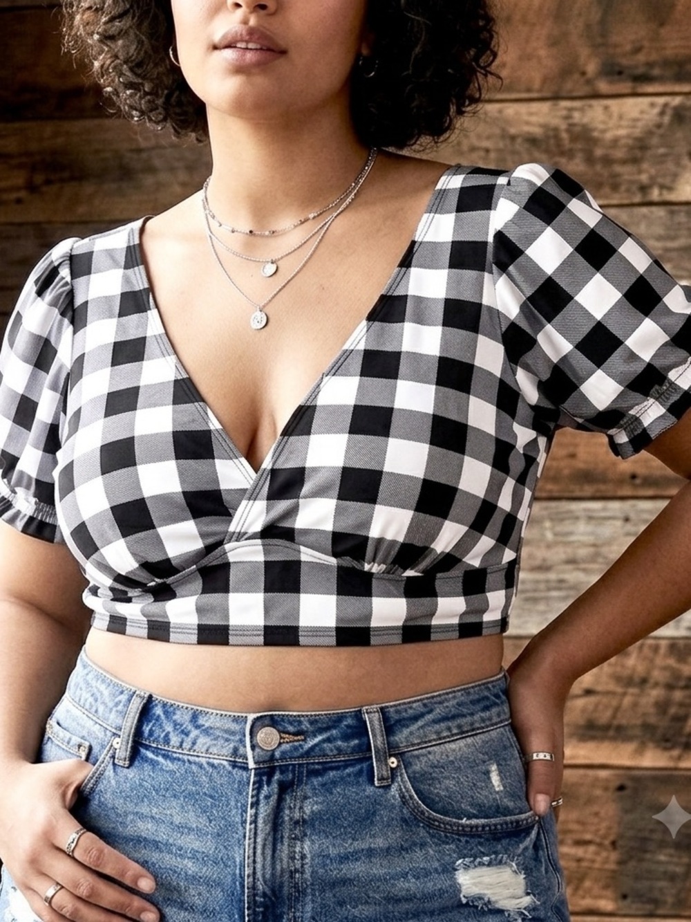 Torrid Retro Chic Puff Sleeve Gingham Crop Top. Americana, Soft Goth Retro Indie